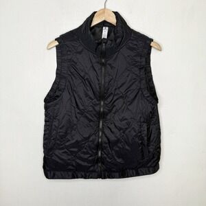 90 Degree By Reflex Black Freestyle Vest Womens Large Full Zip Mock Neck Pockets